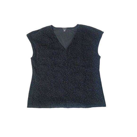 Ann Taylor Deep V Sleeveless Leopard Print Black Plus Size XXL Top - Picture 1 of 4
